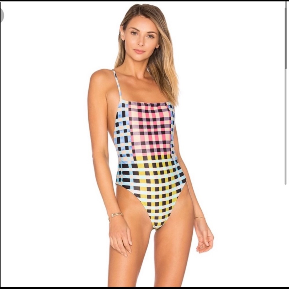 Mara Hoffman checkered one piece swimsuit